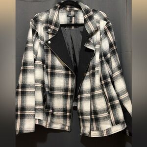 Torrid Black, White And Pink Plaid Waist Jacket Size 4